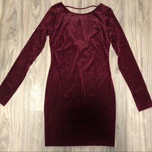 Forever 21 Plum Velvet Shadow-Striped Dress